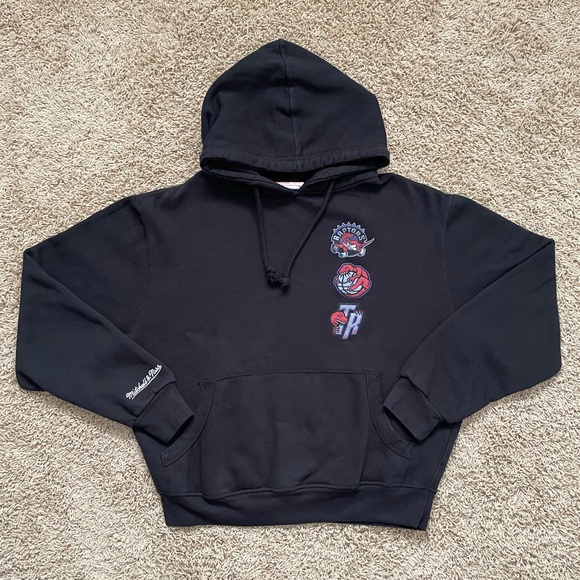 Toronto Raptors Men's Mitchell & Ness Retro Logo Boxy Hoodie Sweatshirt Black XL - Picture 1 of 5